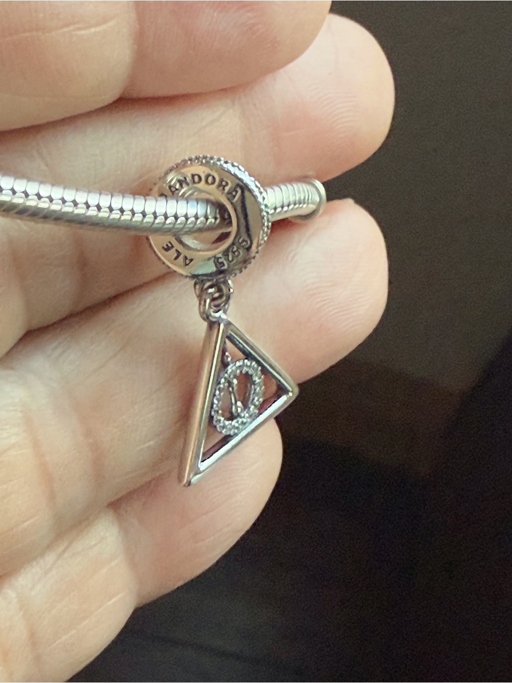 Pandora Sterling Silver Triangle Dangle Charm in Silver - Picture 4 of 7